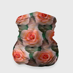 Бандана-труба Нежные розы паттерн, цвет: 3D-принт