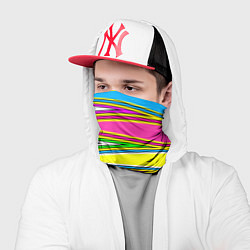 Бандана-труба Полосатый радужный разноцветный геометрический узо, цвет: 3D-принт — фото 2
