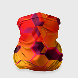 Бандана-труба НЕОНОВЫЕ ГРАДИЕНТНЫЕ 3D гексаэдры, цвет: 3D-принт