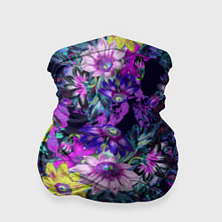 Бандана-труба Цветы Жёлто-Фиолетовые, цвет: 3D-принт
