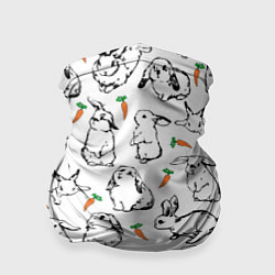 Бандана-труба Зайцы с морковками, цвет: 3D-принт