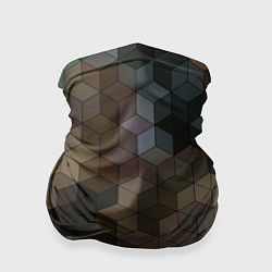 Бандана Геометрический 3D узор в серых и коричневых тонах