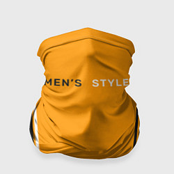 Бандана-труба Mens style мужской стиль - чёрный с оранжевым, цвет: 3D-принт