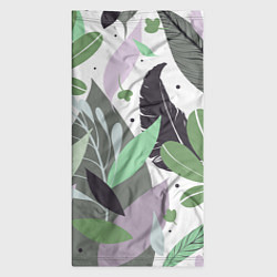 Бандана-труба Зелёные, серые, голубые, сиреневые листья на белом, цвет: 3D-принт — фото 2