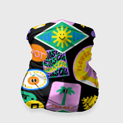 Бандана-труба Летние наклейки pop-art паттерн, цвет: 3D-принт
