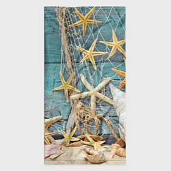 Бандана-труба Натюрморт из сети, морских звёзд и ракушек - лето, цвет: 3D-принт — фото 2