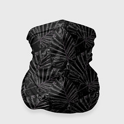 Бандана-труба Белые контуры тропических листьев на черном, цвет: 3D-принт
