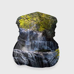Бандана-труба Водопад, солнечные лучи и лес, цвет: 3D-принт