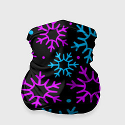 Бандана-труба Неоновые снежинки, цвет: 3D-принт