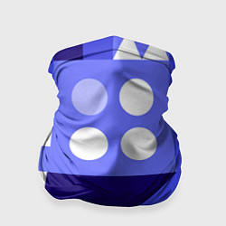 Бандана-труба Геометрические синие, фиолетовые и белые фигуры, цвет: 3D-принт