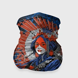 Бандана-труба Гейша с рваным зонтиком, цвет: 3D-принт