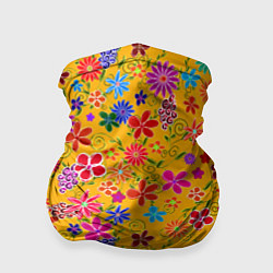 Бандана-труба Нарисованные цветы - орнамент, цвет: 3D-принт