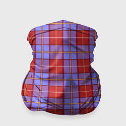 Бандана-труба Ткань Шотландка красно-синяя, цвет: 3D-принт