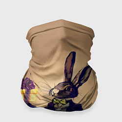 Бандана-труба Кролик в костюме с подарком, цвет: 3D-принт