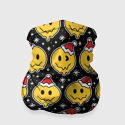 Бандана-труба Новогодние смайлы в шапочках, цвет: 3D-принт