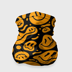 Бандана-труба Растекающийся оранжевый смайл, цвет: 3D-принт