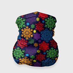 Бандана-труба Снежинки разноцветные, цвет: 3D-принт