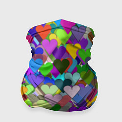 Бандана-труба Орнамент из разноцветных сердечек - валентинка, цвет: 3D-принт