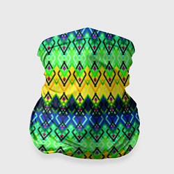 Бандана-труба Разноцветный желто-синий геометрический орнамент, цвет: 3D-принт