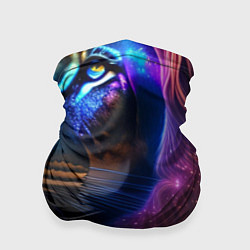 Бандана-труба Лев с радужной гривой и голубыми глазами, цвет: 3D-принт