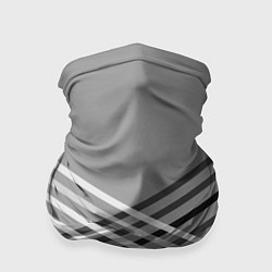 Бандана-труба Косые черно-белые полосы на сером, цвет: 3D-принт
