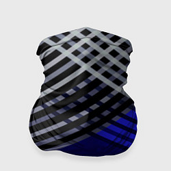 Бандана-труба Белые и серые полосы на синем фоне, цвет: 3D-принт