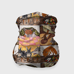 Бандана-труба Коллаж из рисунков с лисой, цвет: 3D-принт
