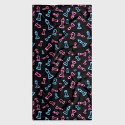 Бандана-труба Неоновые розовые и голубые шахматные фигуры на чер, цвет: 3D-принт — фото 2