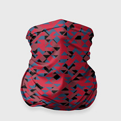 Бандана-труба Черные и синие треугольники на красном, цвет: 3D-принт
