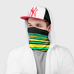 Бандана-труба Разноцветный черно желтый с зеленым полосатый узор, цвет: 3D-принт — фото 2