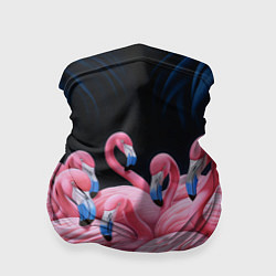 Бандана-труба Стая розовых фламинго в темноте, цвет: 3D-принт