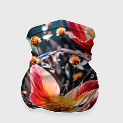 Бандана-труба Красный цветок капли, цвет: 3D-принт