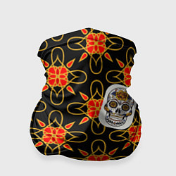 Бандана-труба Радужный цветочный череп, цвет: 3D-принт
