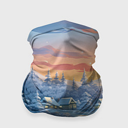 Бандана-труба Новогодний пейзаж зимний, цвет: 3D-принт