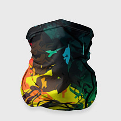 Бандана-труба Яркие разноцветные абстрактные листья, цвет: 3D-принт