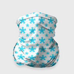 Бандана-труба Паттерн снежинки бело-голубой, цвет: 3D-принт