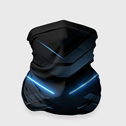 Бандана-труба Синяя неоновая полоса на черном фоне, цвет: 3D-принт