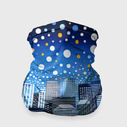 Бандана-труба Новогодний синий ночной город, цвет: 3D-принт