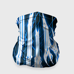 Бандана-труба Синие неоновые полосы на чёрном фоне, цвет: 3D-принт