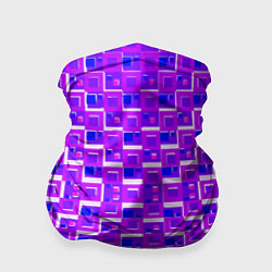 Бандана-труба Фиолетовые квадраты на белом фоне, цвет: 3D-принт