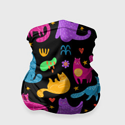 Бандана-труба Паттерн разноцветных котиков, цвет: 3D-принт