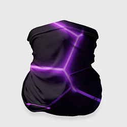 Бандана-труба Темные фиолетовые неоновые плиты в разломе, цвет: 3D-принт