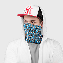 Бандана-труба Киберпанк шестиугольники синие, цвет: 3D-принт — фото 2