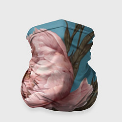 Бандана-труба Розовые пионы на голубом, цвет: 3D-принт