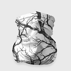Бандана-труба Черно-белые ветви деревьев на белом фоне, цвет: 3D-принт