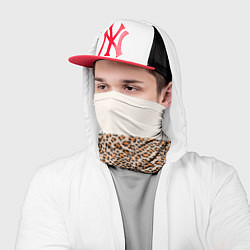 Бандана-труба Леопардовый паттерн с черной и бежевой полосой, цвет: 3D-принт — фото 2