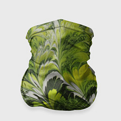 Бандана-труба Мраморный абстрактный паттерн - зеленые и желтые о, цвет: 3D-принт