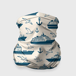 Бандана Морской паттерн из чаек, якорей и кораблей