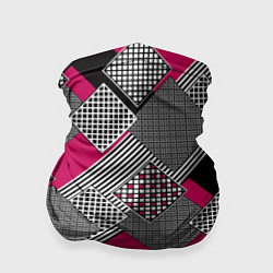 Бандана-труба Красно черная абстрактная геометрия пэчворк, цвет: 3D-принт