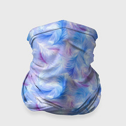Бандана-труба Узор из голубых и сиреневых перьев, цвет: 3D-принт